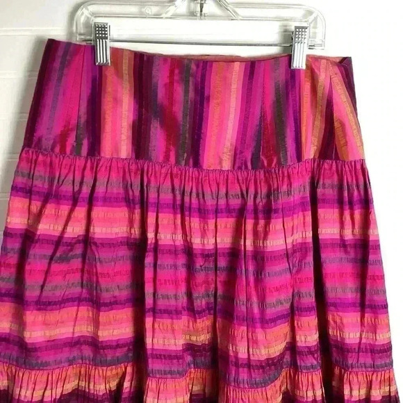 Ralph Lauren Skirt 4 RL Black Label/Midi Skirt/Pink & Purple Striped Silk/Tiered - Picture 9 of 11